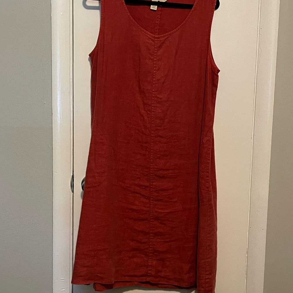 Sleeveless Red Orange Linen Dress